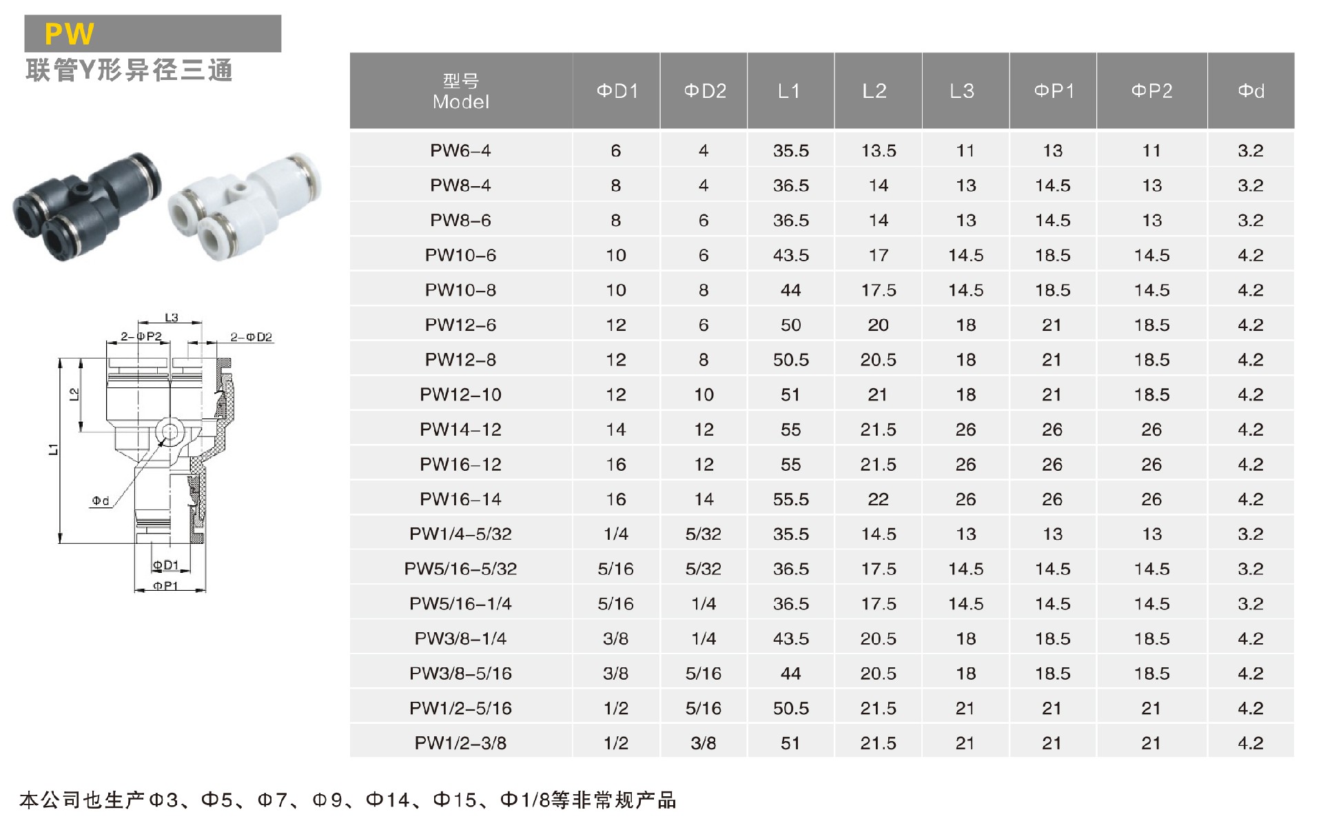 Y型联管异径三通-PW